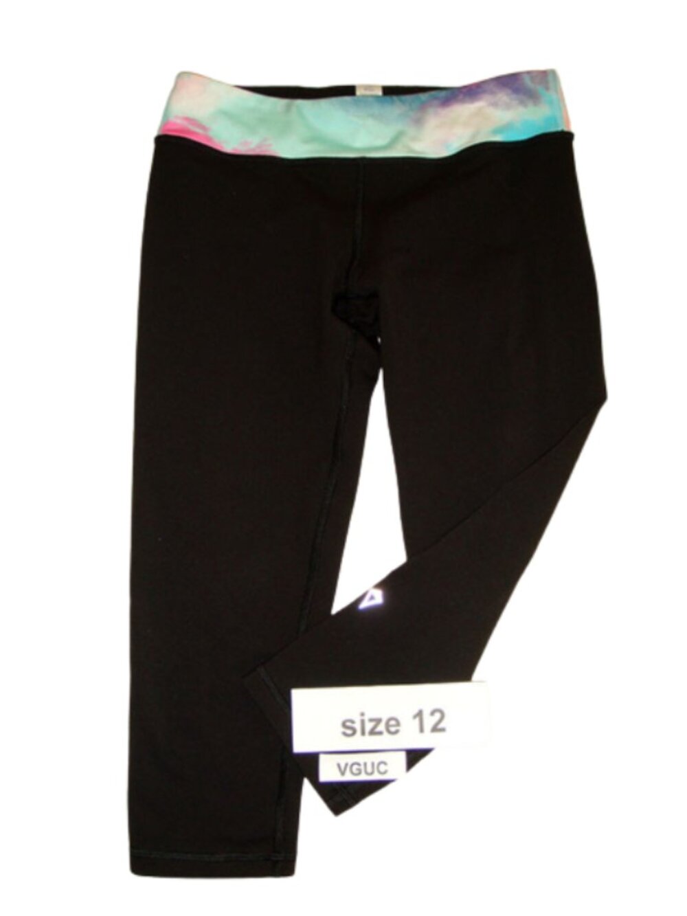 Ivivva Girl by Lululemon 🍋Rhythmic Crop Luon black colourful waistband size 12